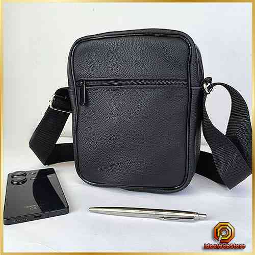 Кожаный мужской мессенджер через плечо черный Мужской Мессенджер Из Натуральной Кожи Киев