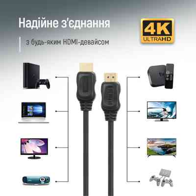 Кабель мультимедійний HDMI M to HDMI M 3.0m V2.0 4K60Hz black ColorWay (CW-CBHD079-BK) Вінниця