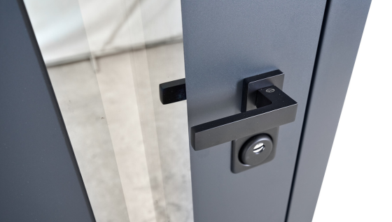 Вхідні двері Abwehr Defender Nordi Glass RAL 7021T+Vinorit Біла 860*2050 мм Стильні вхідні двері Київ