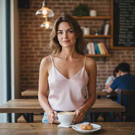 Шовкова майка на тонких бретельках Пудровий L Харків