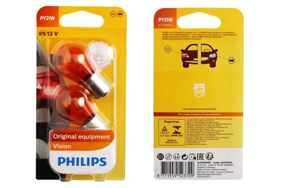 Лампа 12В 21 Вт оранж. PY21W Philips Vision (2 шт.) Винница