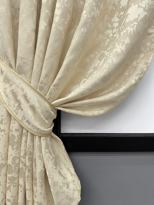 Комплект коротких штор VR-Textil Льон мармур Pavliani ХО № 1909ш Кремовий 130х170 см 2 шт (35-0412) Київ - фото 4