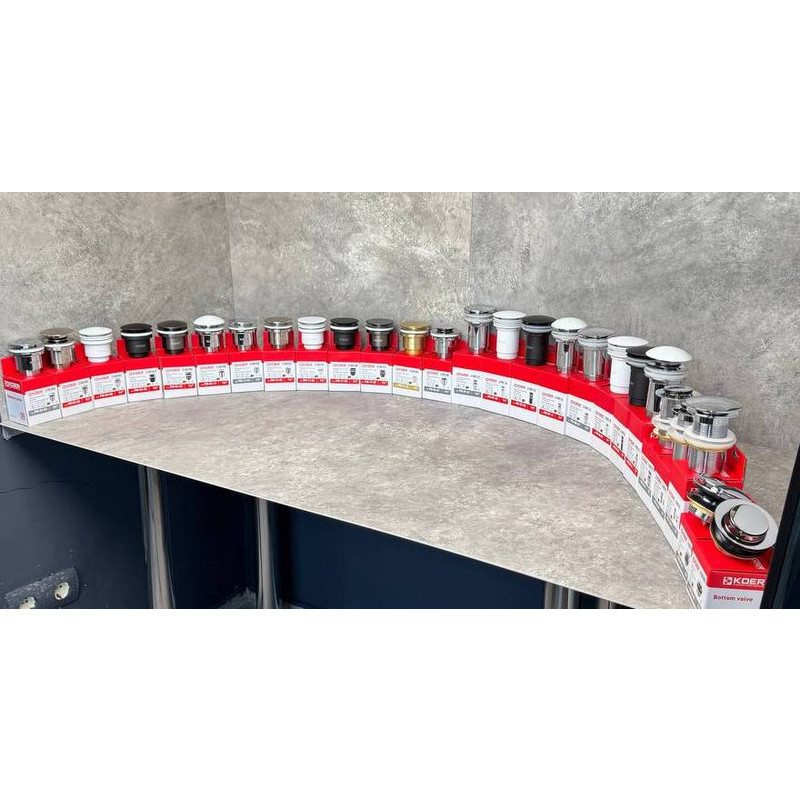 Донный клапан для раковины Koer PW-07-03 1 1/4'' с переливом автоматический СLICK-СLACK (Цвет белый) (KR5783) Киев - изображение 4