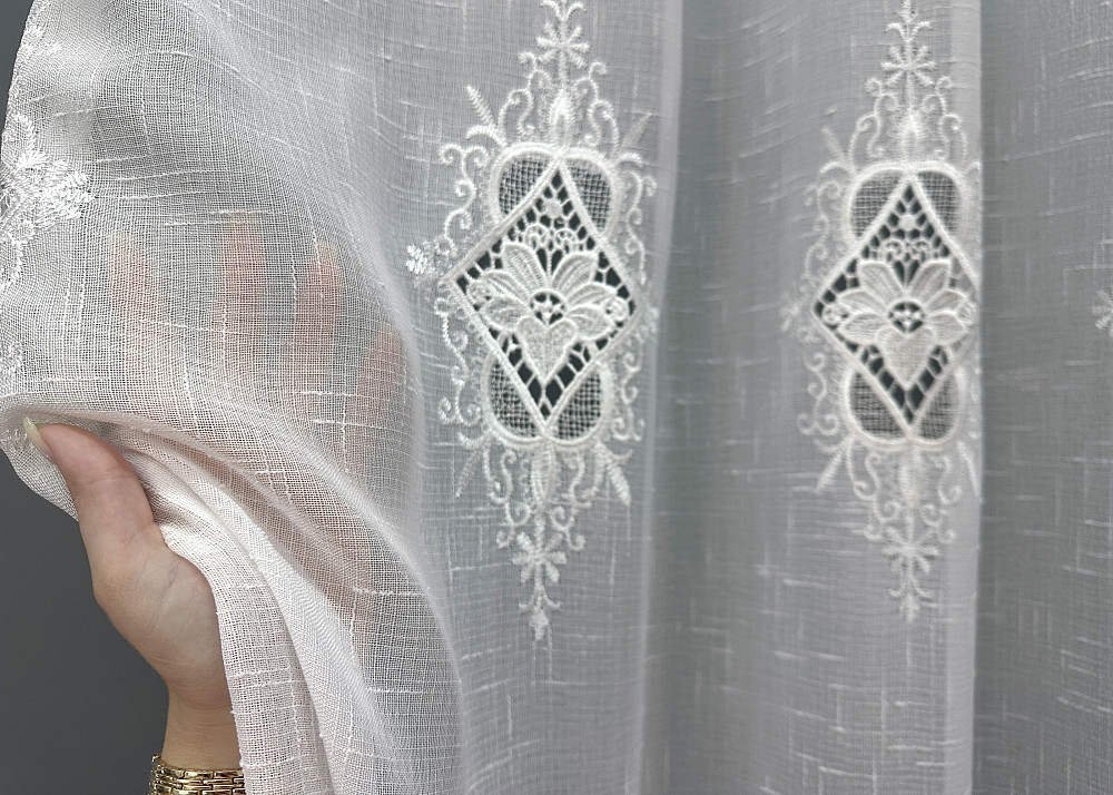 Тюль льон з мереживом колір білий 1806т Київ - фото 2
