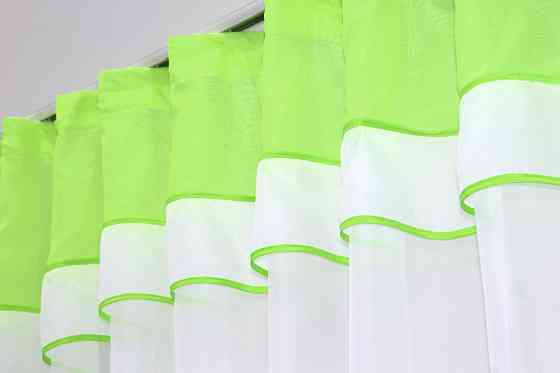 Гардина арка на кухню VR-Textil № 110к белый с неоново-салатовым 280х170 см (52-0542) Киев