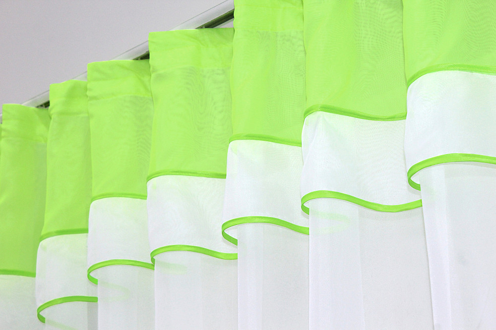 Гардина арка на кухню VR-Textil № 110к белый с неоново-салатовым 280х170 см (52-0542) Киев - изображение 4