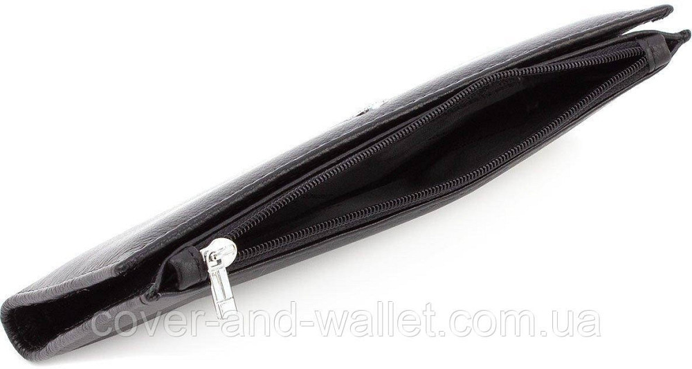 Тонкий шкіряний чоловічий гаманець на магнітах і блискавці ST 006 black Київ - фото 3