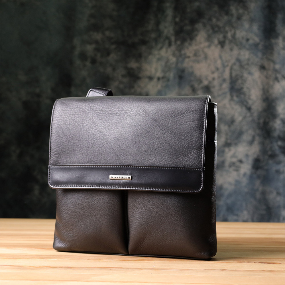 Мужская сумка через плечо из зернистой натуральной кожи Tony Perotti 20865_1 (9270G-25 nero) Черный Киев - изображение 9