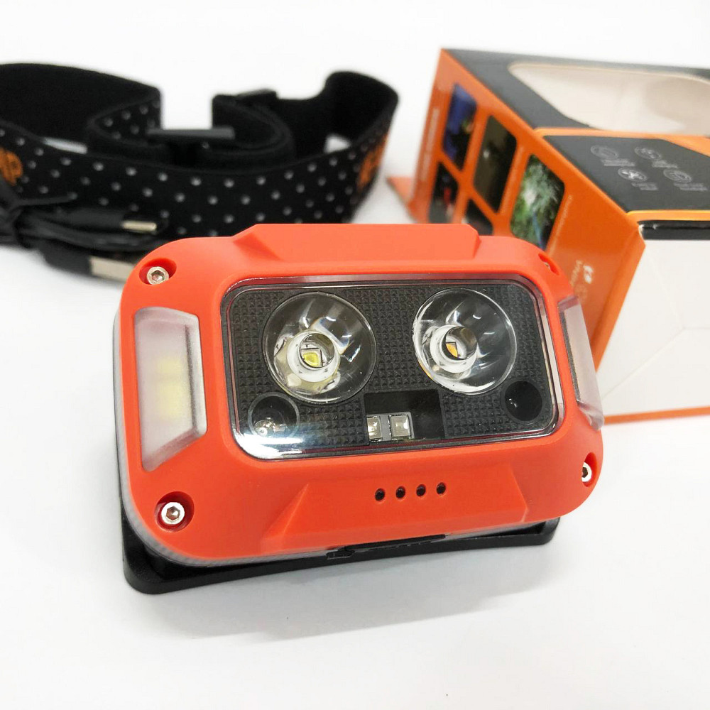 Легкий фонарик на голову WH-0218-XPG(white+yellow)+SMD(red), Фонарь на голову для рыбалки OS-64 Львов - изображение 13