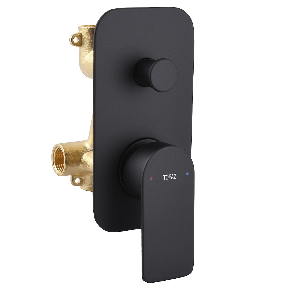 Змішувач для ванни вбудований TOPAZ SARDINIA TSG 08202-V-H20-BL- 2 виходи, вилив190мм.Чорний Тернопіль - фото 3