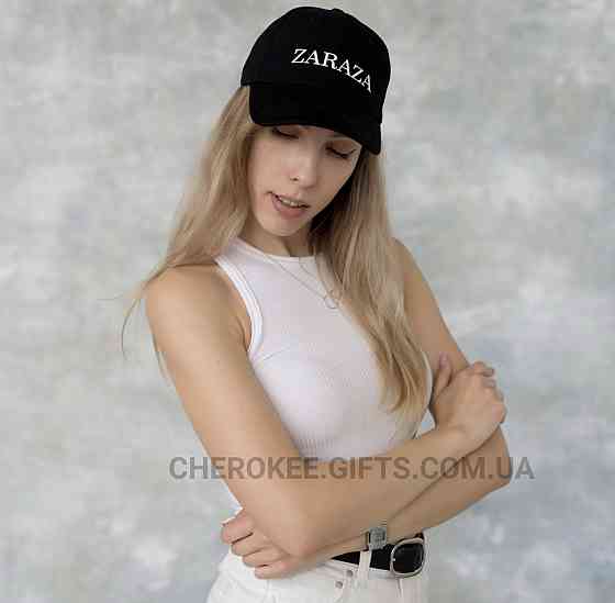 Чорна бавовняна Кепка/Бейсболка з принтом ZARAZA Чернівці