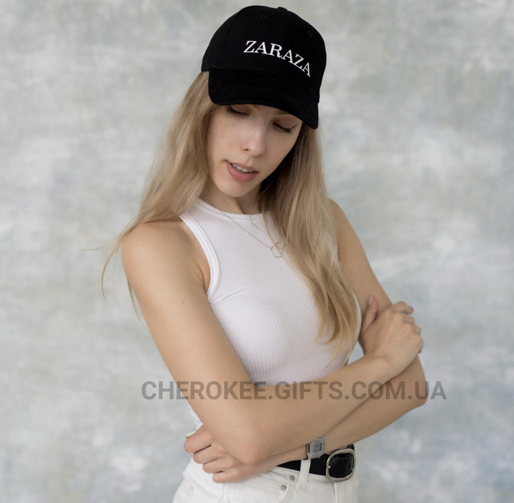 Черная хлопковая Кепка\Бейсболка с принтом ZARAZA Черновцы - изображение 1