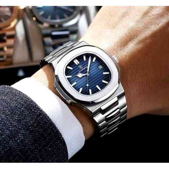 Мужские наручные часы Poedagar Great (Серебристые с синим) Киев