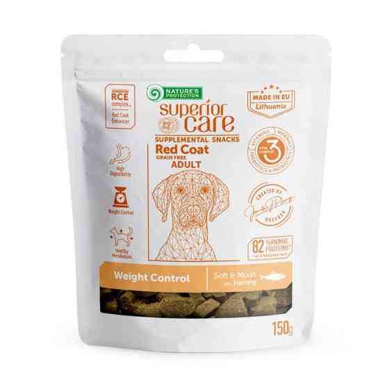 Nature's Protection Superior Care Red Coat Weight Control Беззернові ласощі для дорослих собак із рудим або коричневим забарвленням з оселедцем,  Київ