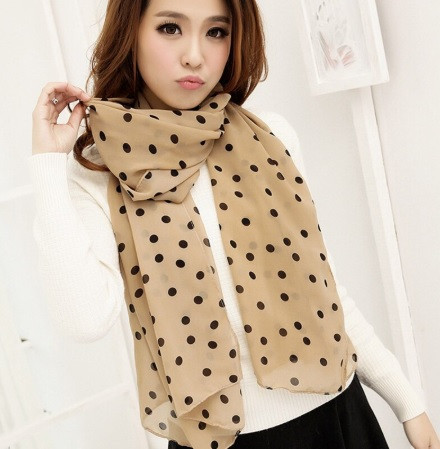 Бежевый женский шарф в горошек - 144*50см Киев - изображение 1