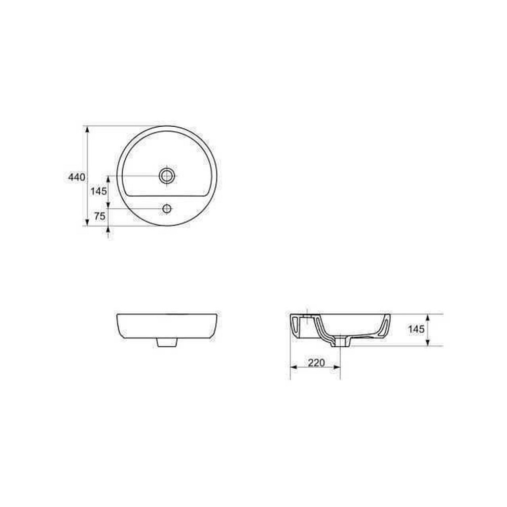 Умывальник на столешницу Cersanit CASPIA 44 круглый Киев - изображение 3