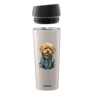 Термокружка Ardesto Coffee Time Maltipoo 450мл, нержавіюча сталь, бежевий (AR2645MP) Винница - изображение 4