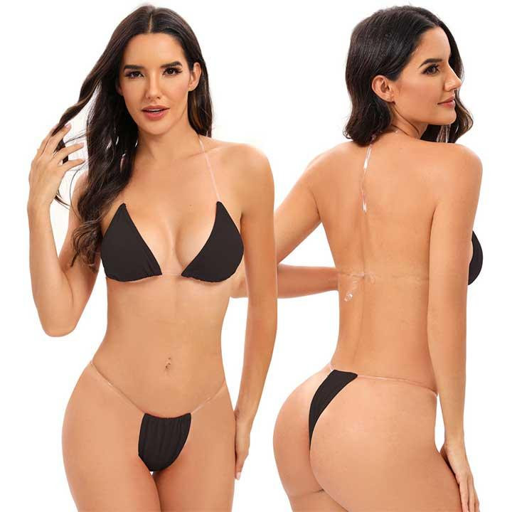 Сексуальный купальник бикини на силиконовых бретелях XS-S черный Винница - изображение 5