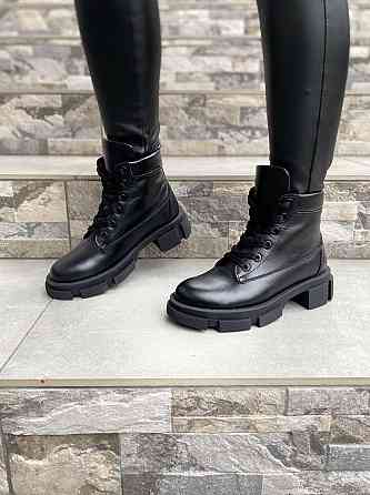 Черевики жіночі шкіряні демісезонні весна-осінь на низькому ходу чорні (4201) р. 38 / Черевики Коломыя