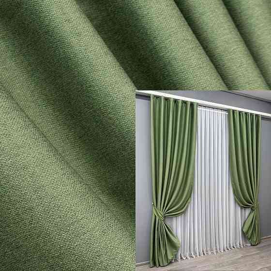 Комплект готовых штор VR-Textil Шенилл однотонный № 1684ш Зеленый 100х270 см 2 шт (31-987) Киев