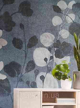Шпалери вінілові Grandeco One roll one motif 2 A41702 панно листя гілки квіти на бежевому фоні під штукатурку Київ