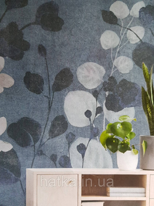 Шпалери вінілові Grandeco One roll one motif 2 A41702 панно листя гілки квіти на бежевому фоні під штукатурку Київ - фото 2