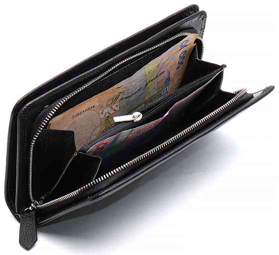 Мужской кошелек ST Leather (20 х 10 х 3.5 см) из натуральной кожи Черный Киев