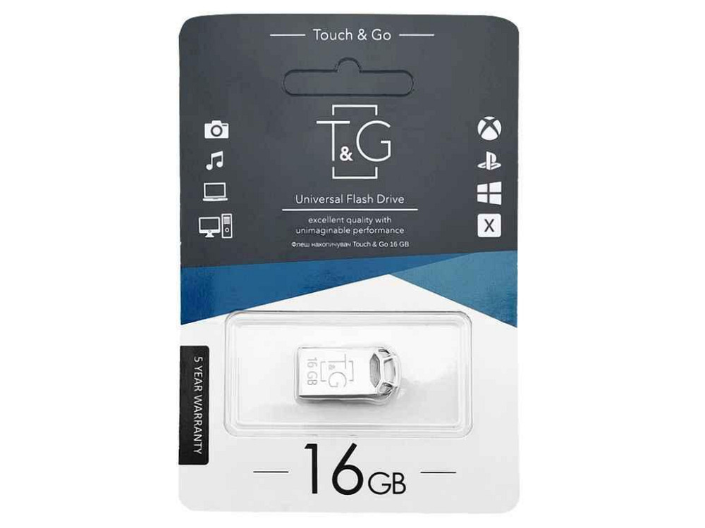 Флешка USB 16GB 2.0 110 metal Series срібна (коротка) ТМ TG Київ - фото 1