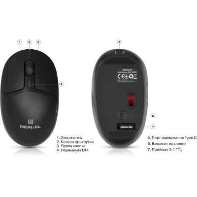 Мышка REAL-EL RM-335W Wireless Black (EL123200055) Винница