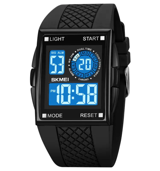 Мужские наручные кварцевые часы Skmei 1967 (Черный с белым циферблатом) Киев - изображение 3