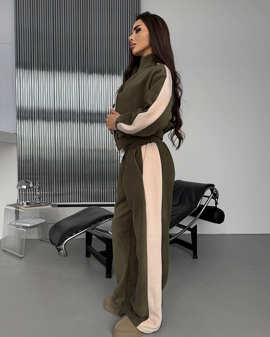 Женский теплый повседневный костюм с лампасами двойка двухсторонний флис Одесса - изображение 7