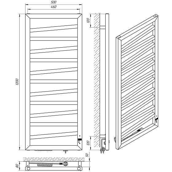 Електрична сушарка для рушників Laris Зебра Міраж ЧКЧ 11 500Х1200 Е чорний Київ