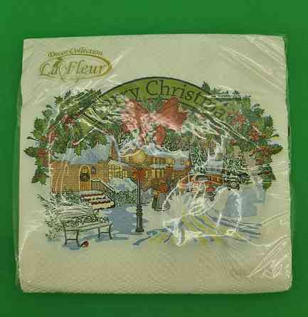 Двухслойная новогодняя салфетка (ЗЗхЗЗ, 20шт)  La FleurНГ Рождественская картина (122) (1 пачка) Харьков