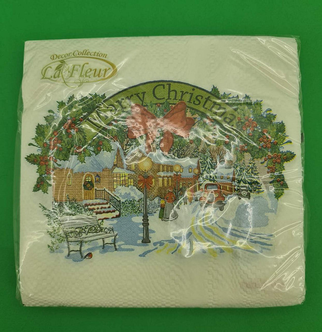 Двухслойная новогодняя салфетка (ЗЗхЗЗ, 20шт)  La FleurНГ Рождественская картина (122) (1 пачка) Харьков - изображение 4