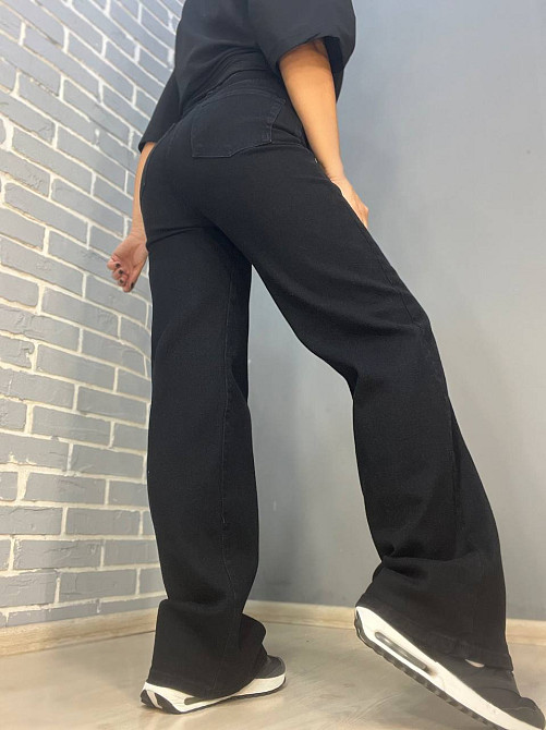 Джинсы женские Twin 1300 палаццо straight fit стрейчевые ровные от бедра черные, черный, 38, 38, 82 см, 106 см Киев - изображение 18