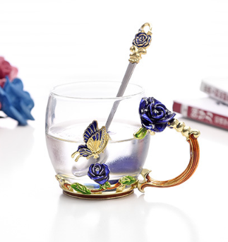 Чашки ПОДАРОЧНЫЕ 2 в декоративном металлическом подстаканнике  Синяя РОЗА Кременчуг - изображение 6