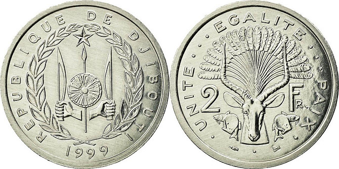 Djibouti Джибути 2 Francs 1999 UNC Полтава - изображение 1