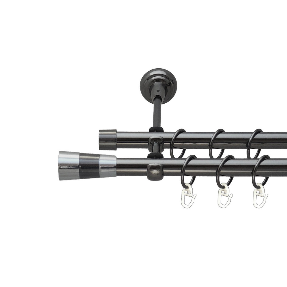 Карниз Orvit Валео V2 металевий дворядний відкритий Онікс 19\19 мм 160 см (00-00014917) Львів - фото 1