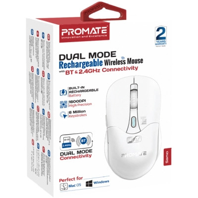 Мышка Promate Samo Wireless/Bluetooth White (samo.white) Винница - изображение 2