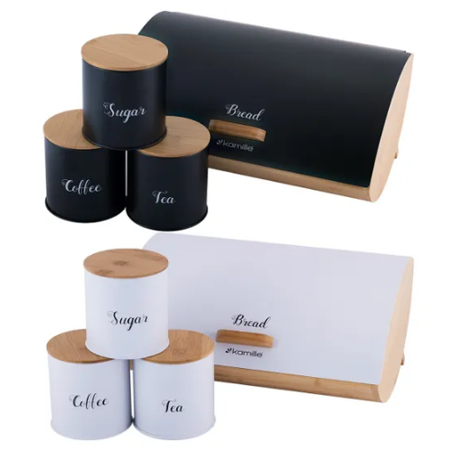 Хлібниця + 3 ємності з бамбук.кришкою 35,5*16,5*25см + 3шт 10,5*10,5см 1118 KAMILLE Житомир