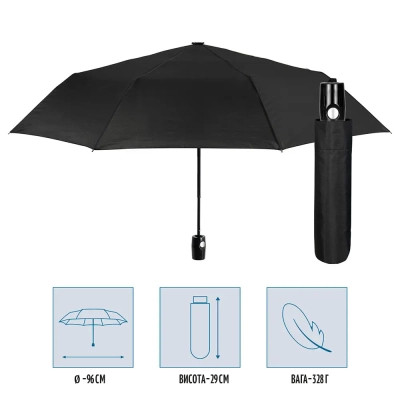 Парасоля Perletti Ombrelli promozionali Складана Автоматична Чорна (96007-01) Вінниця - фото 3