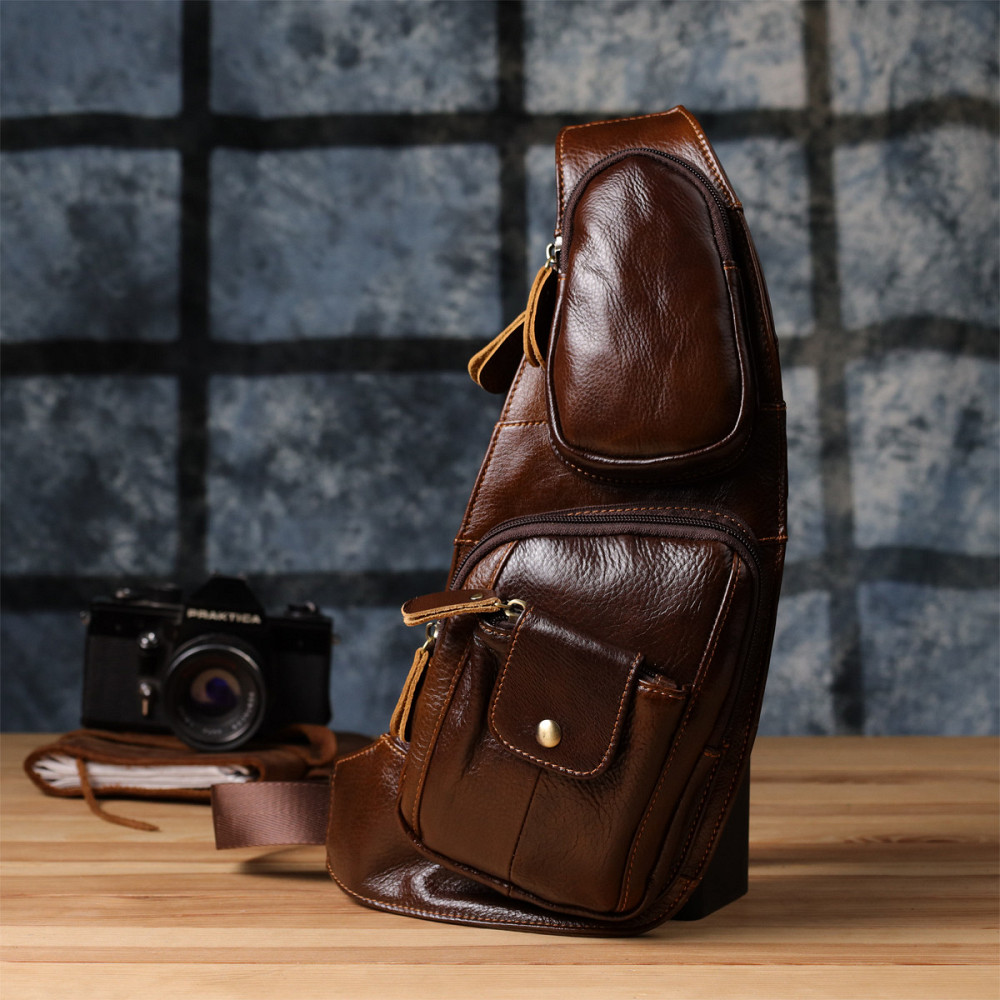 Мужская сумка с большим количеством карманов из натуральной кожи Vintage 22962 Коричневый Киев - изображение 9
