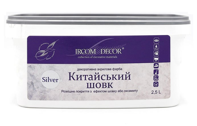 Декоративна фарба Ircom Decor Китайський шовк Silver Срібло 2,5 л Киев - изображение 5