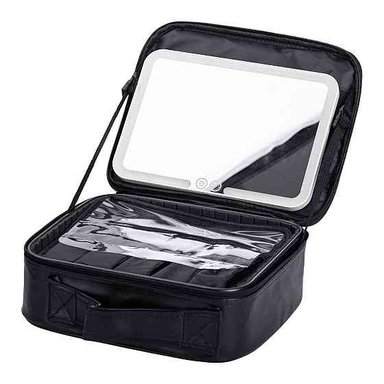 Органайзер косметичка з еко шкіри з дзеркалом та підсвічуванням 26×22×9 см HP-10-2AB Київ