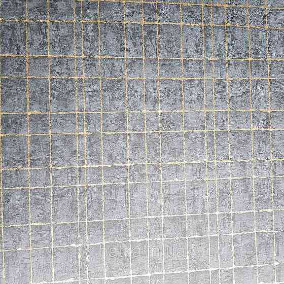 Шпалери флізелінові еко Rasch Kerala 0.53х10 лофт геометрія смуги сітка золотисті на чорному ефект старовини Київ