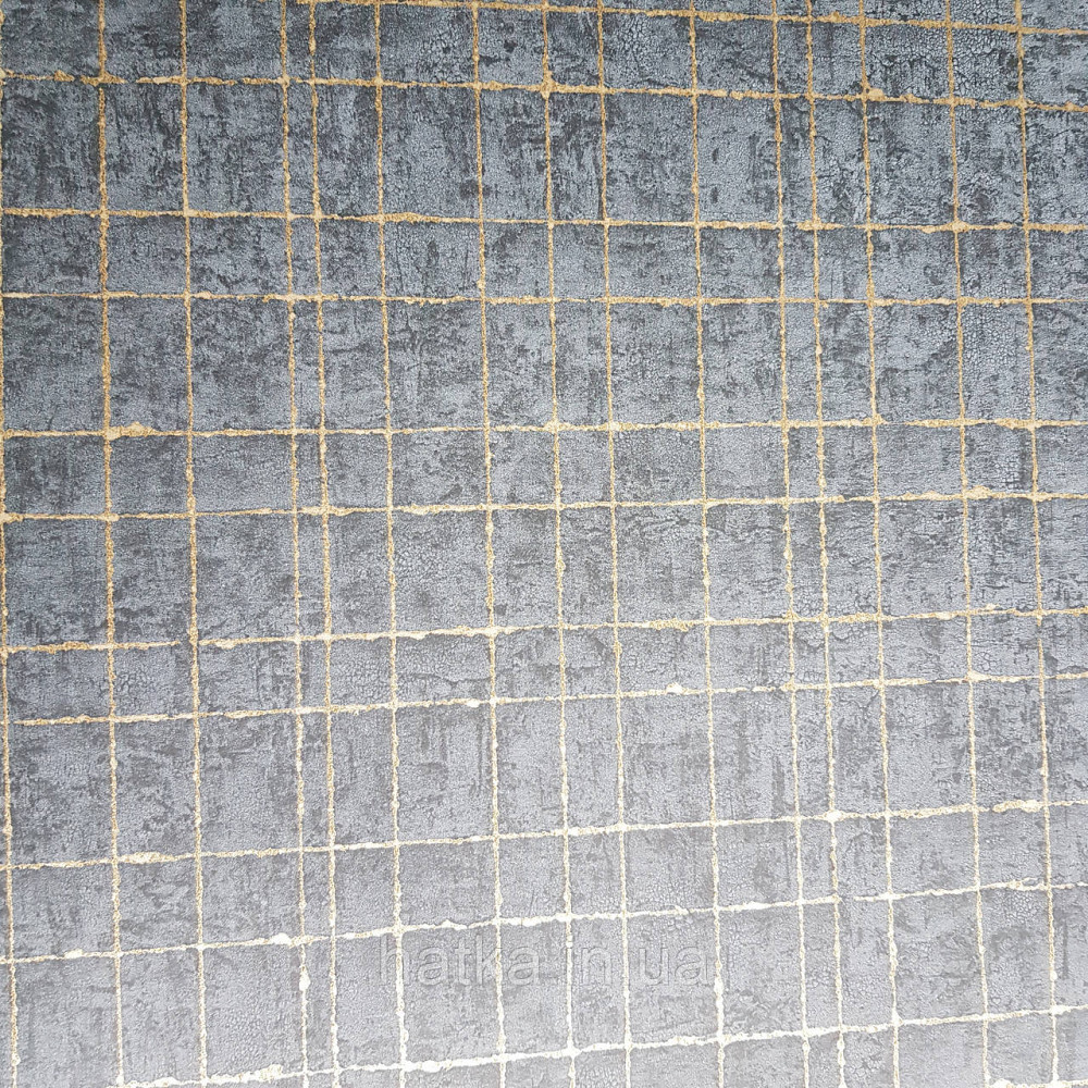 Шпалери флізелінові еко Rasch Kerala 0.53х10 лофт геометрія смуги сітка золотисті на чорному ефект старовини Київ - фото 3