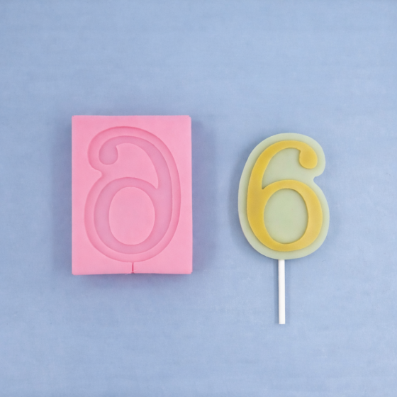 Молд силіконовий цифра 6 універсальний 65 на 90 мм рожевий Київ