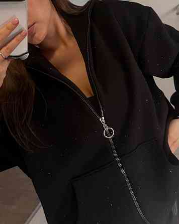 Жіноча стильна повсякденна зіп-худі зі стразами тринитка на флісі Одеса