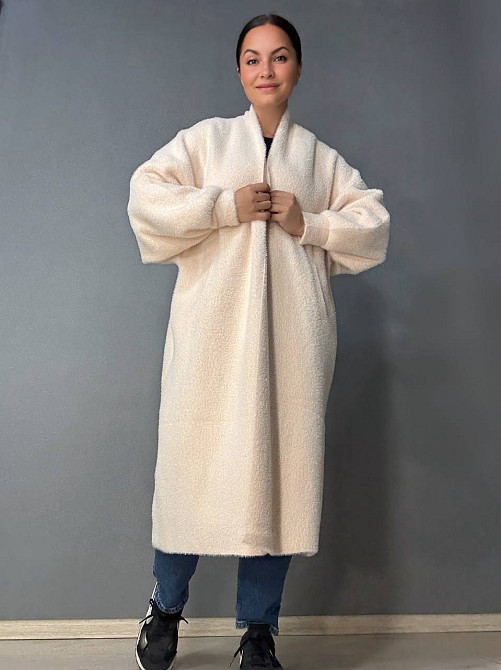 Кардиган жіночий Fancy Matinee 30740 ангора довгий з кишенями, молочний, one size Київ - фото 9