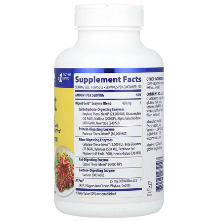 Пищеварительные ферменты Enzymedica Digest Gold with ATPro 240 капсул Киев
